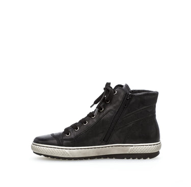 Baskets montantes noires en cuir gras