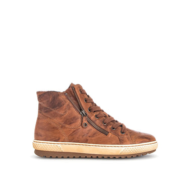 Baskets montantes marron en cuir gras