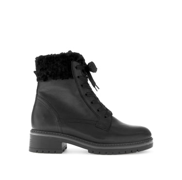Bottines à lacets noires en cuir lisse