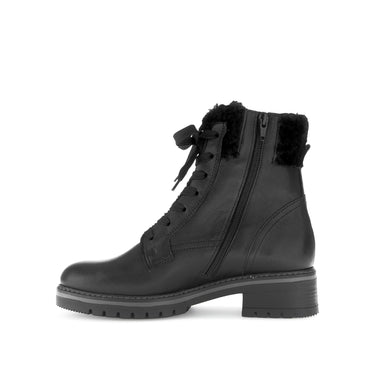 Bottines à lacets noires en cuir lisse