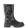 Bottines mid noires en cuir lisse