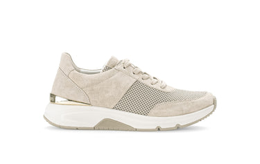 Baskets beiges en nubuck et textile