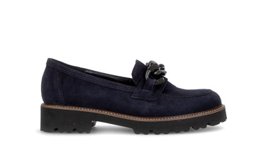 Mocassins bleus en cuir velours