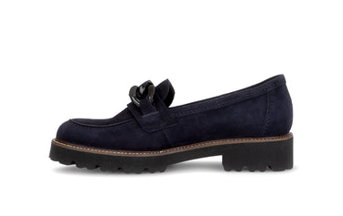 Mocassins bleus en cuir velours