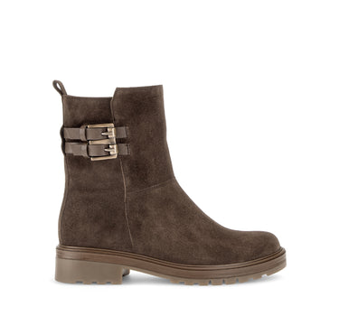 Bottines marron en cuirs combinés