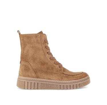 Bottines beiges en cuir velours