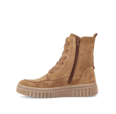 Bottines beiges en cuir velours