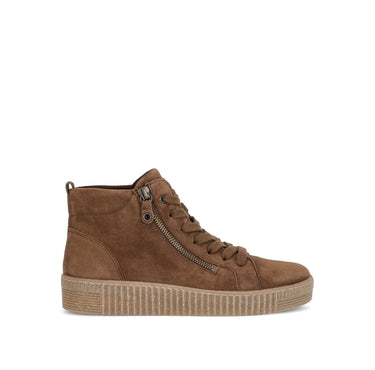 Baskets montantes marron en cuir velours