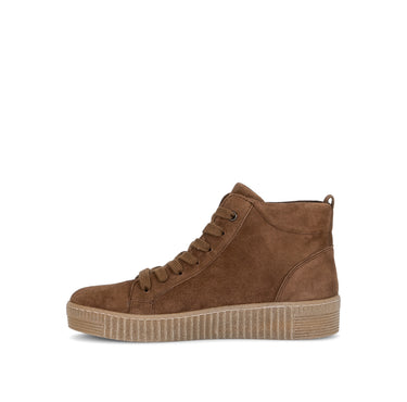 Baskets montantes marron en cuir velours