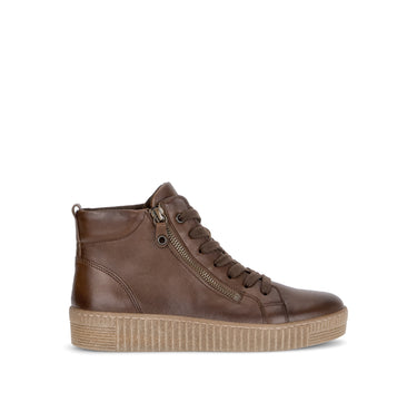 Baskets montantes cognac en cuir lisse