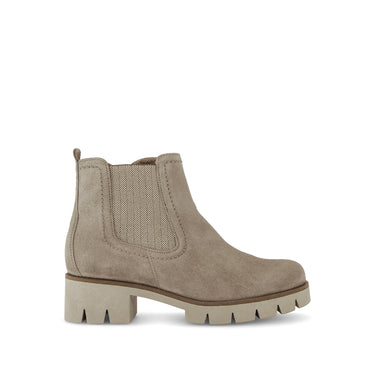 Bottines beiges en cuir velours