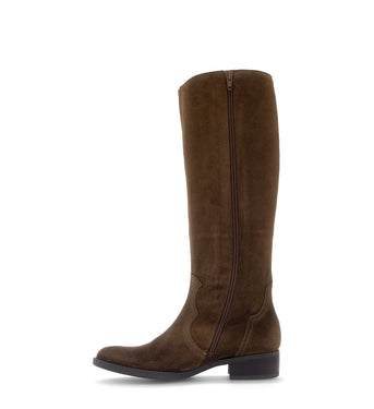 Bottes cognac en cuir velours