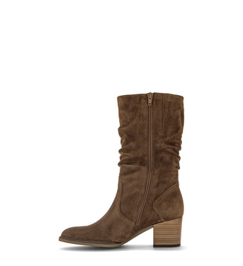 Bottines cognac en cuir velours