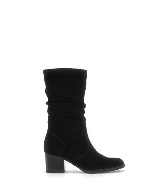 Bottines noires en cuir velours
