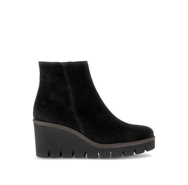 Bottines compensées noires en cuir velours