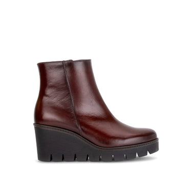 Bottines compensées cognac en cuir lisse