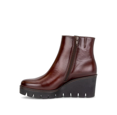 Bottines compensées cognac en cuir lisse