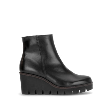 Bottines compensées noires en cuir lisse