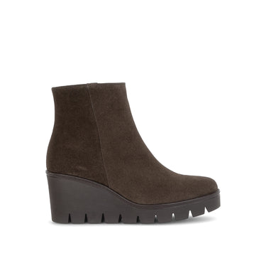 Bottines compensées marron en cuir velours