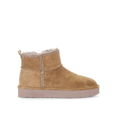 Bottines cognac en cuir velours