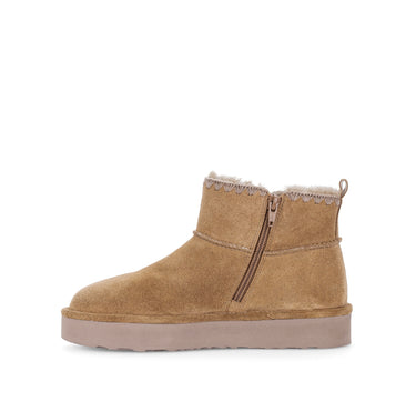 Bottines cognac en cuir velours