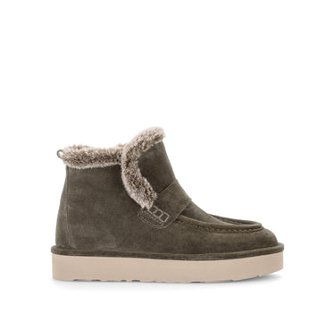 Bottines kaki en cuir velours