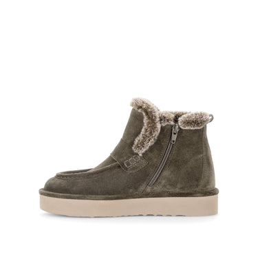 Bottines kaki en cuir velours