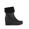 Bottines compensées noires en cuir/textile