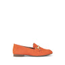 Mocassins orange en cuir velours