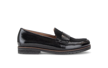 Mocassins noirs en vernis et daim