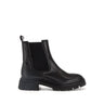Bottines noires en cuir lisse