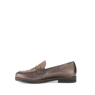 Mocassins bronze en cuirs combinés