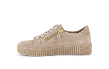 Baskets beiges en cuir velours