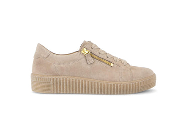 Baskets beiges en cuir velours