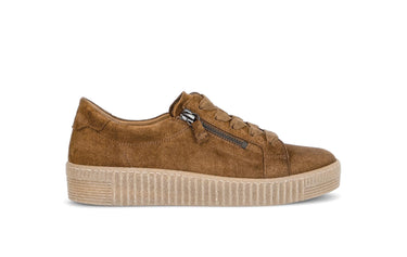 Baskets cognac en cuir velours
