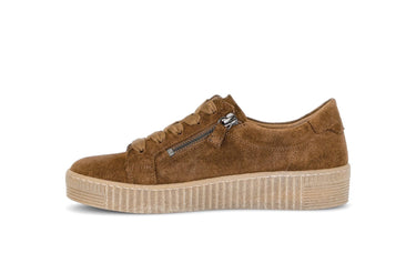 Baskets cognac en cuir velours
