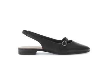Escarpins à bride arrière noire en cuir lisse