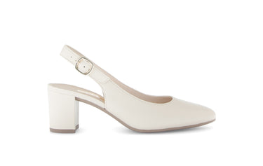 Escarpins à bride arrière beige en cuir lisse