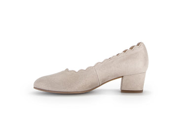 Escarpins beige-dorés en cuir métallisé