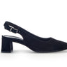 Escarpins à bride arrière noire en cuir velours