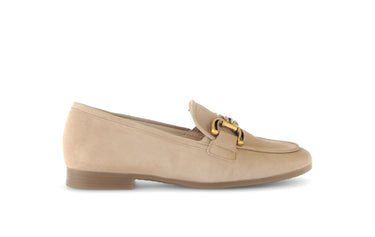 Mocassins beiges en cuir velours