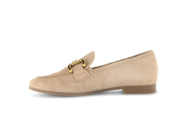 Mocassins beiges en cuir velours