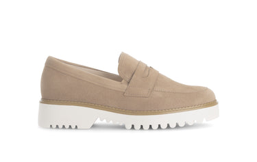 Mocassins beiges en cuir velours