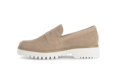 Mocassins beiges en cuir velours