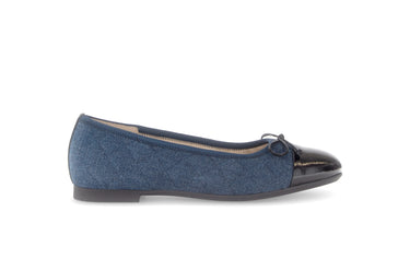 Ballerines bleues en combinaison cuir et textile