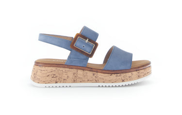 Sandales bleues en cuir velours