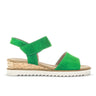Sandales vertes en cuir velours