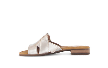 Mules poudrées métallisées en cuir métallisé