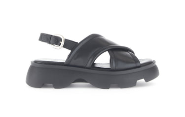 Sandales noires en cuir lisse