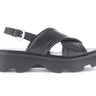 Sandales noires en cuir lisse